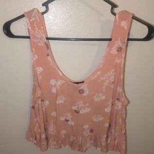Forever 21 Floral Peach Sleeveless Crop Top